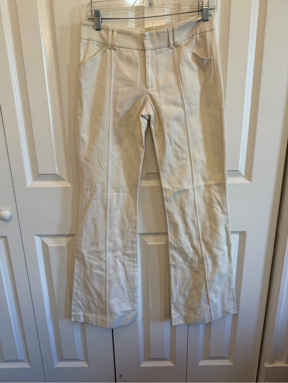 Alice + Olivia Flare Leg 100% Cotton Trouser Vintage White Size 2